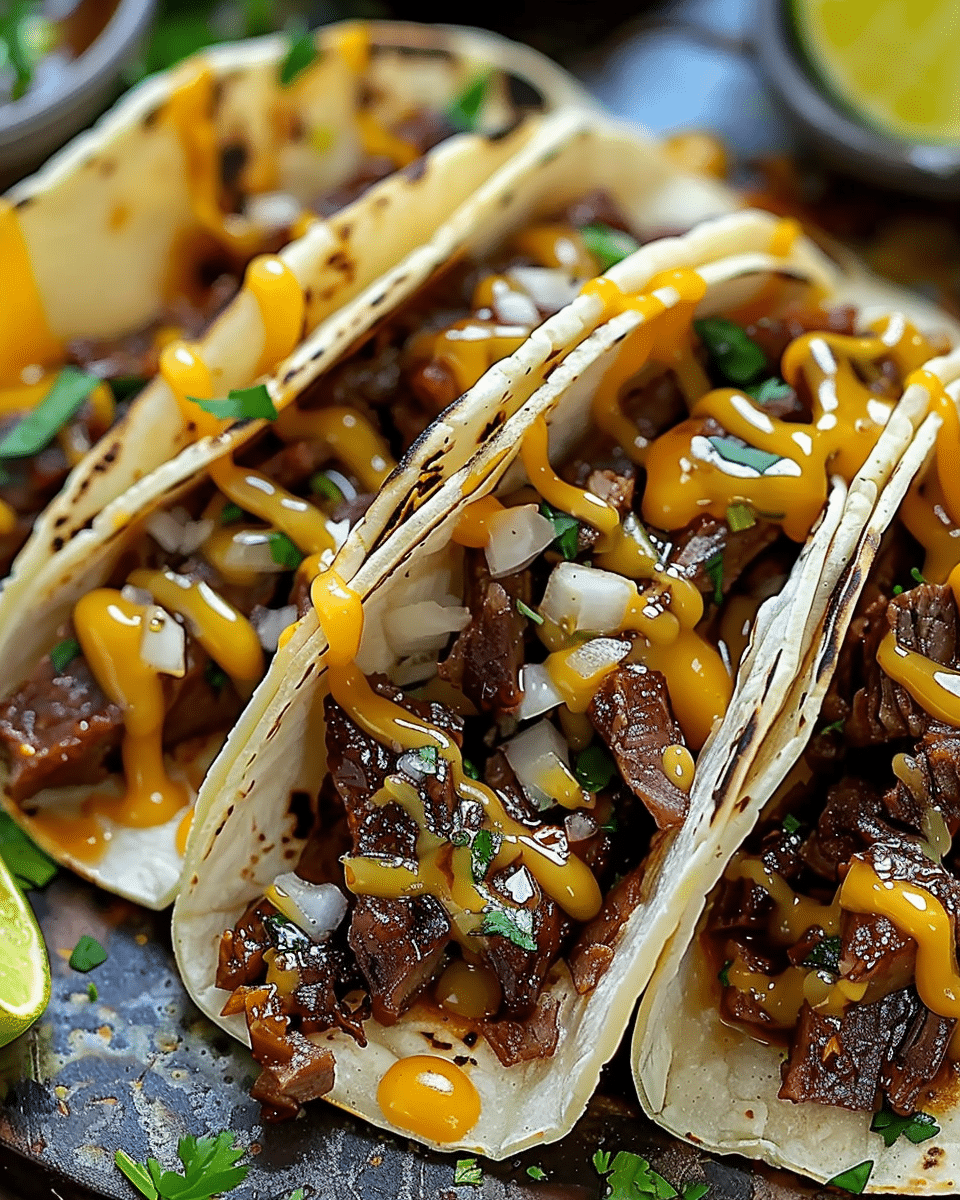 Garlic Butter Honey BBQ Beef Tacos