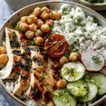 Greek Chicken Bowl with Tzatziki, Chickpeas, and Feta