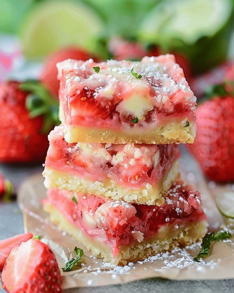 Strawberry Lime White Chocolate Gooey Bars