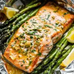 Baked Salmon in Foil with Asparagus & Lemon Garlic Butter Sauce – So Easy, So Flavorful!
