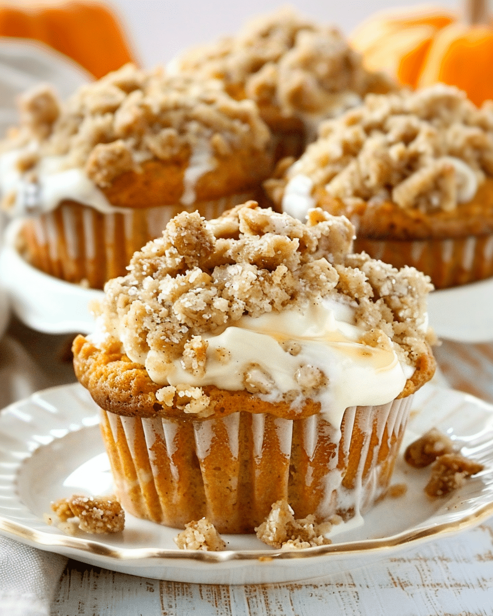 Pumpkin Streusel Muffins with Cream Cheese Filling