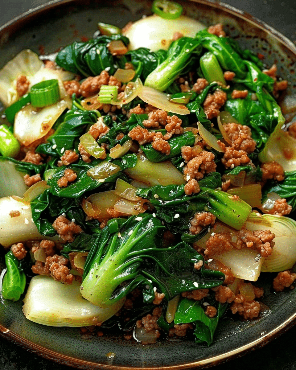 Stir-Fried Bok Choy with Ground Meat Recipe