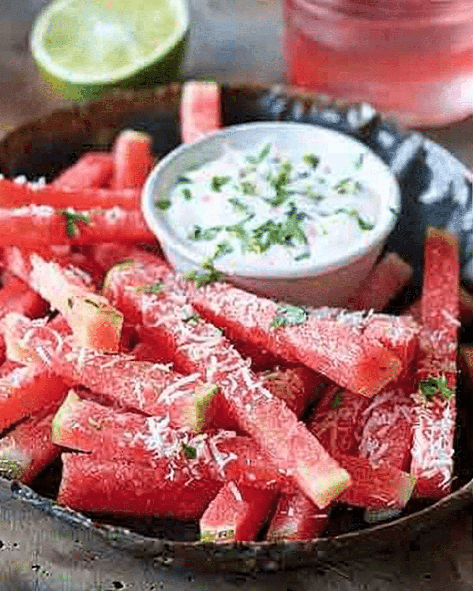 Watermelon Fries with Coconut Lime Dip