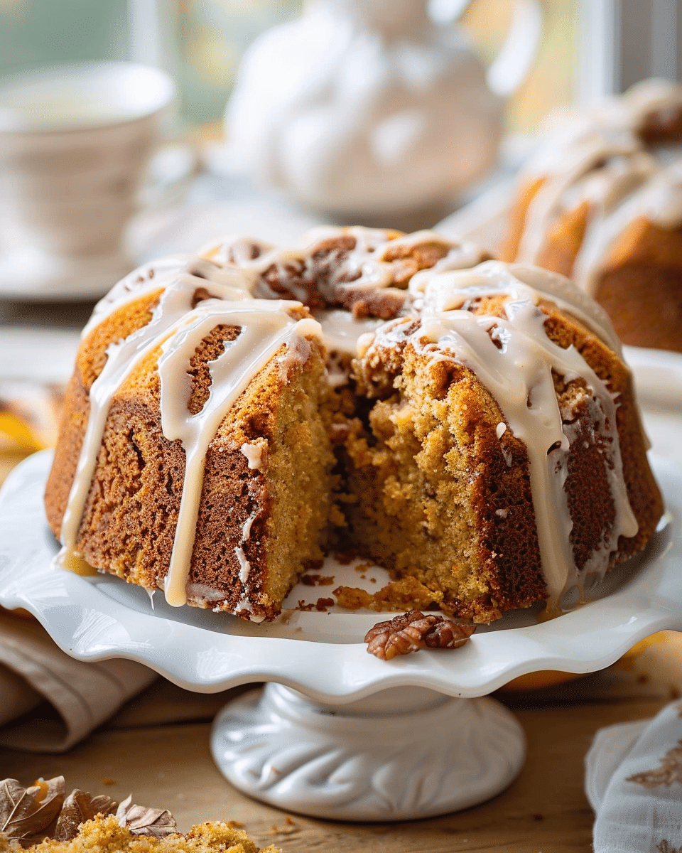 Pumpkin Coffee Cake with Maple Glaze