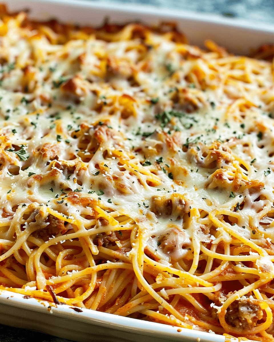 Baked Cream Cheese Spaghetti Casserole