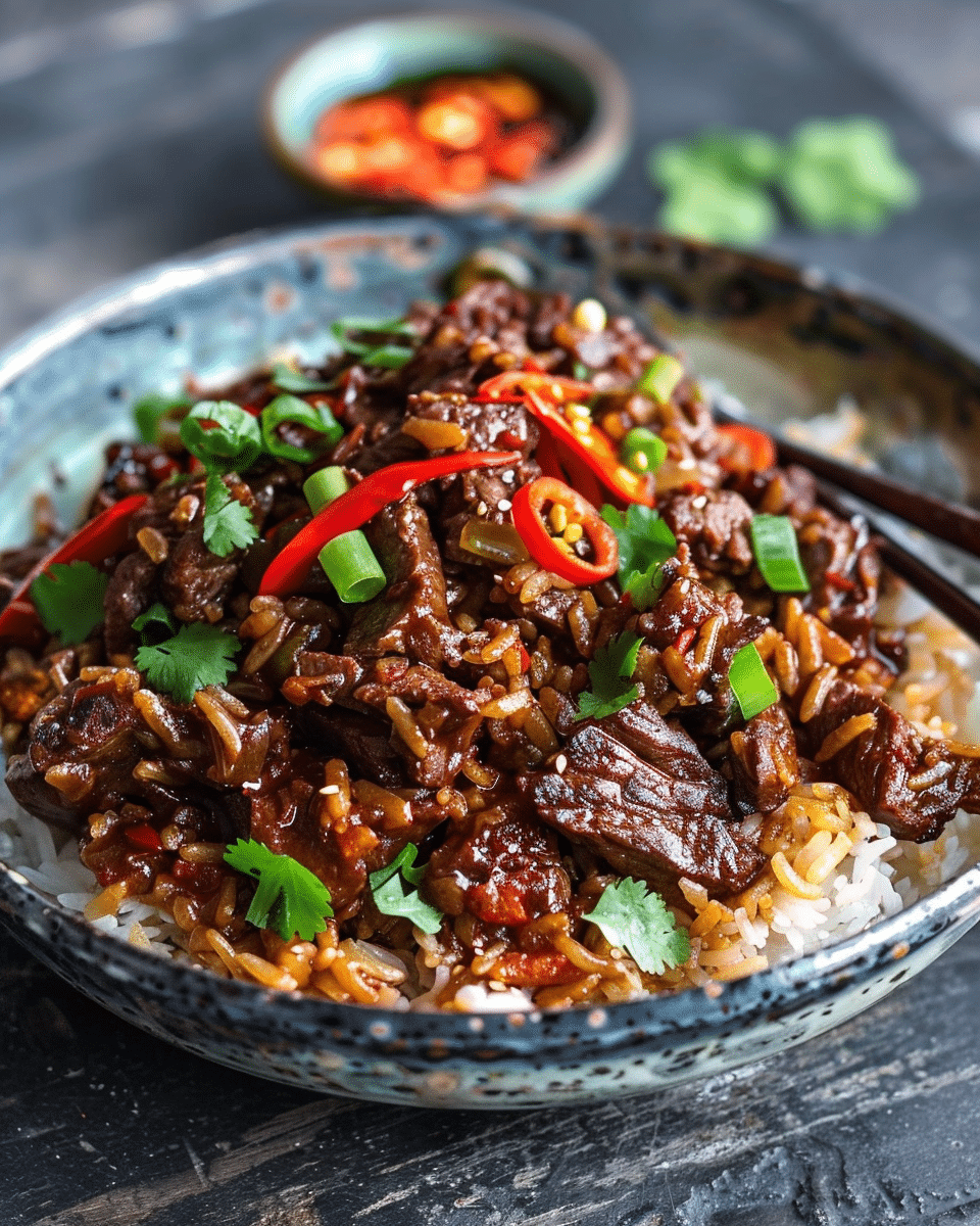 Crispy Chilli Beef Rice