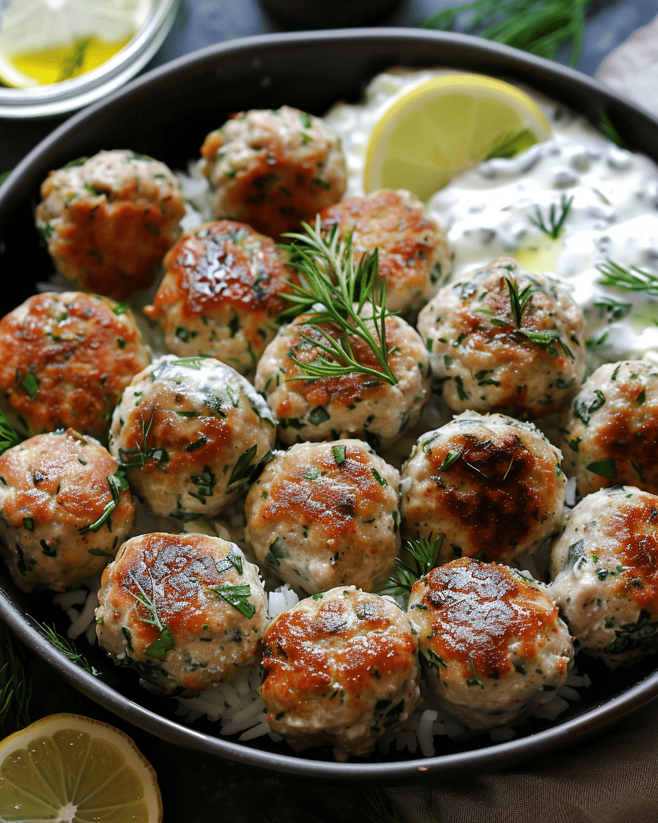 Greek Turkey Meatballs with Tzatziki Sauce
