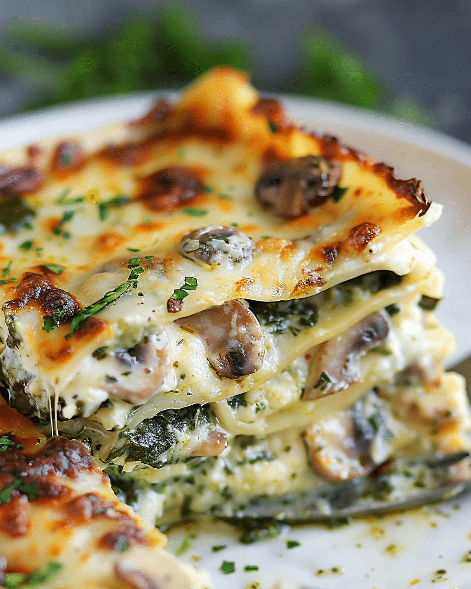 Creamy Spinach Mushroom Lasagna
