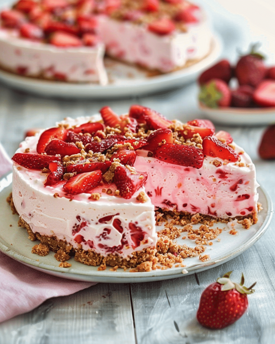 No-Bake Strawberry Crunch Cheesecake
