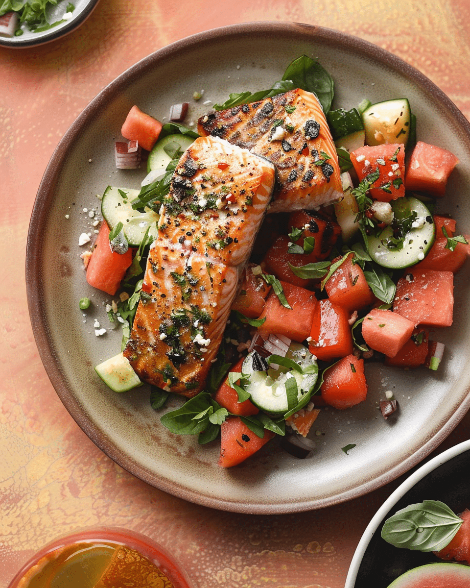 Salmon with Watermelon Salad