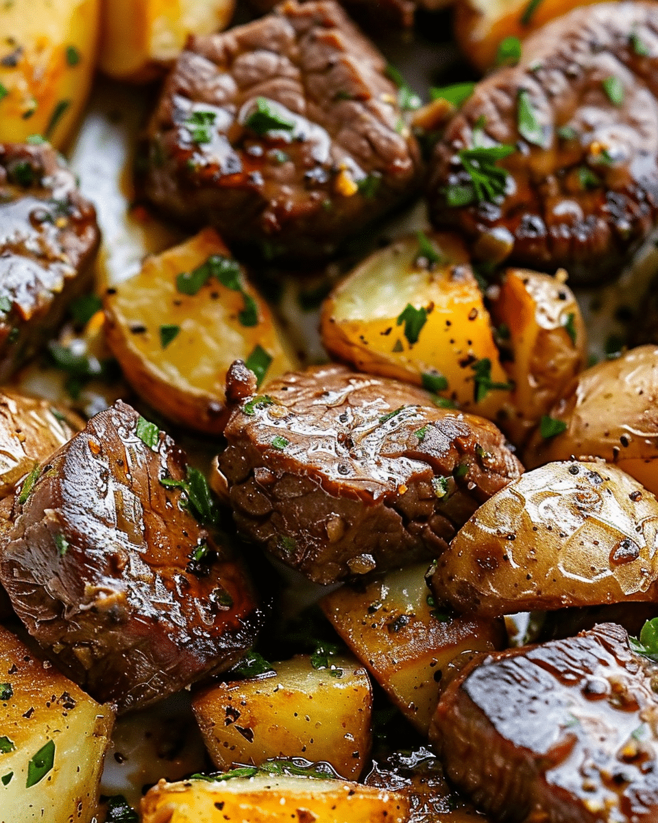 Garlic Butter Steak Bites and Potatoes (Tender & Crispy!)