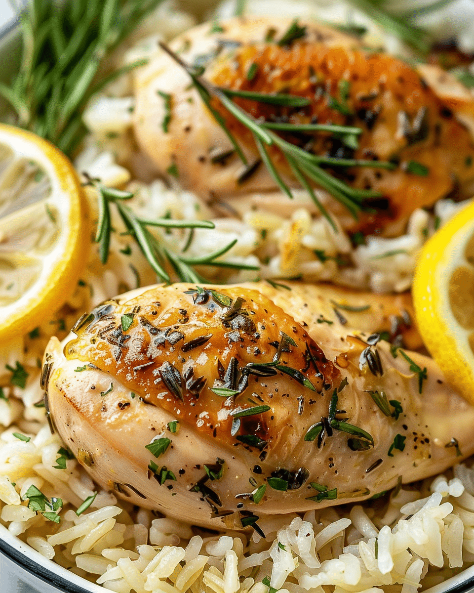 Slow Cooker Lemon Herb Chicken and Rice
