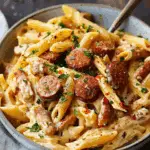 One Pot Creamy Cajun Sausage Pasta
