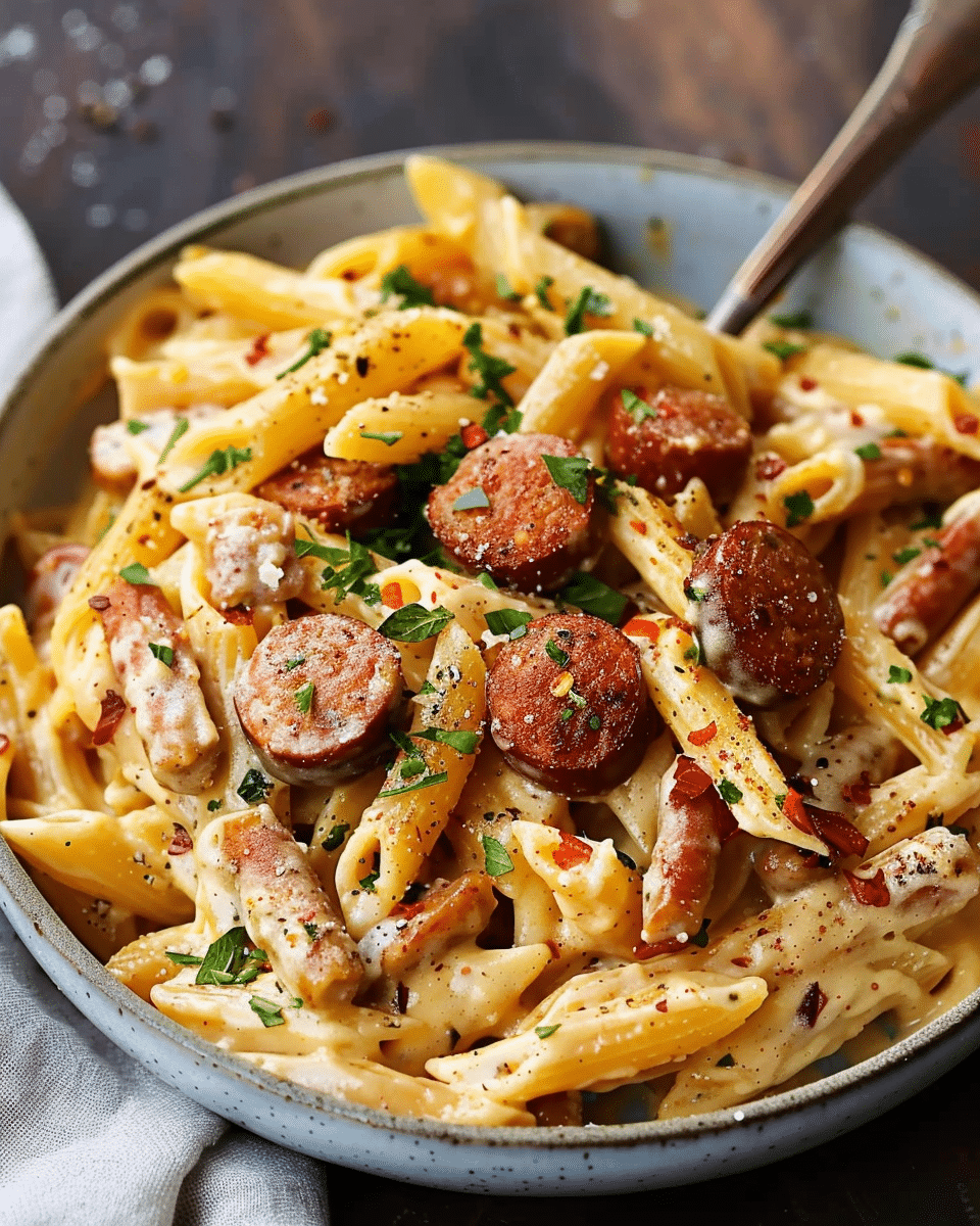 One Pot Creamy Cajun Sausage Pasta