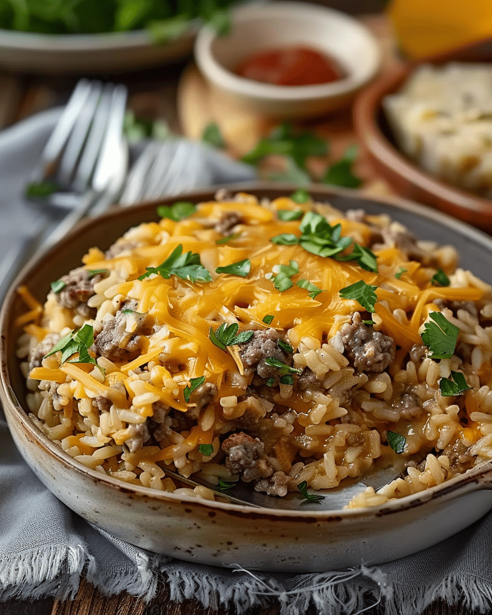 Cheesy Hamburger Rice Casserole