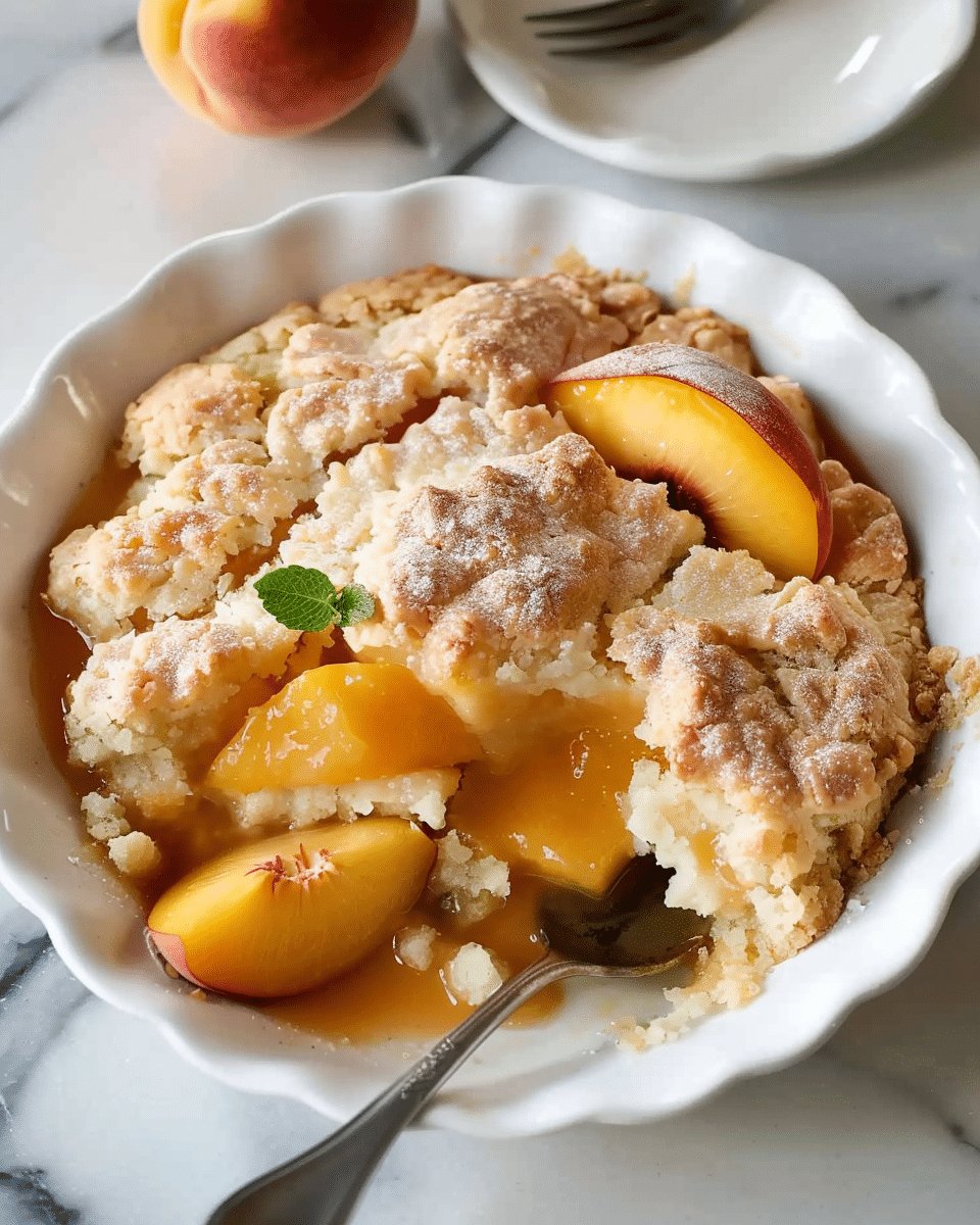 Peach Cobbler That’s Gooey Inside With A Crisp Sugary Crust