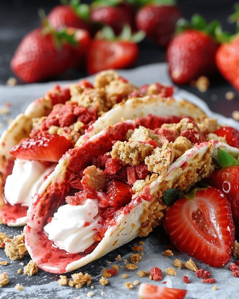 Strawberry Crunch Cheesecake Tacos