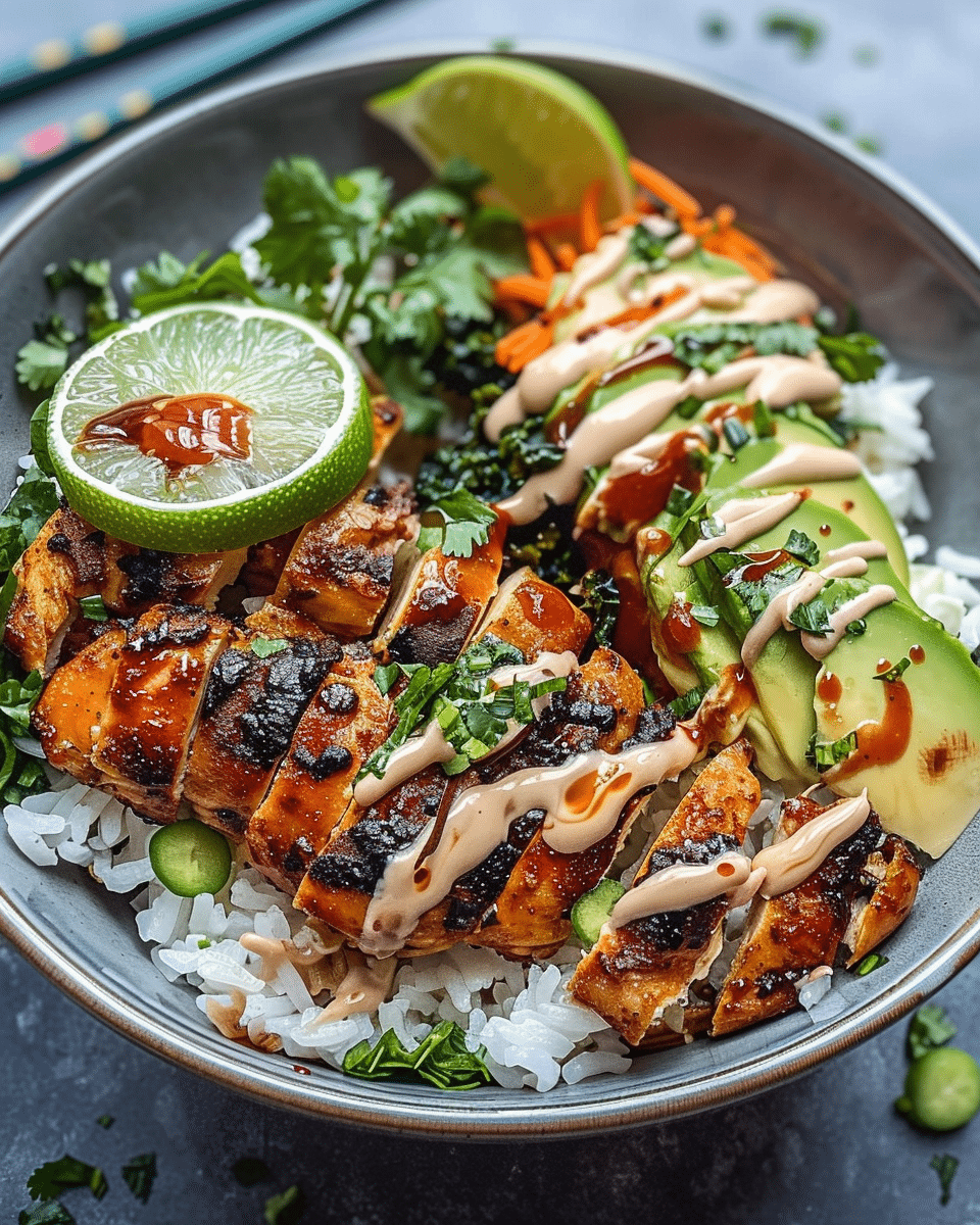 Sweet Chili Chicken Bowl with Coconut Lime Drizzle