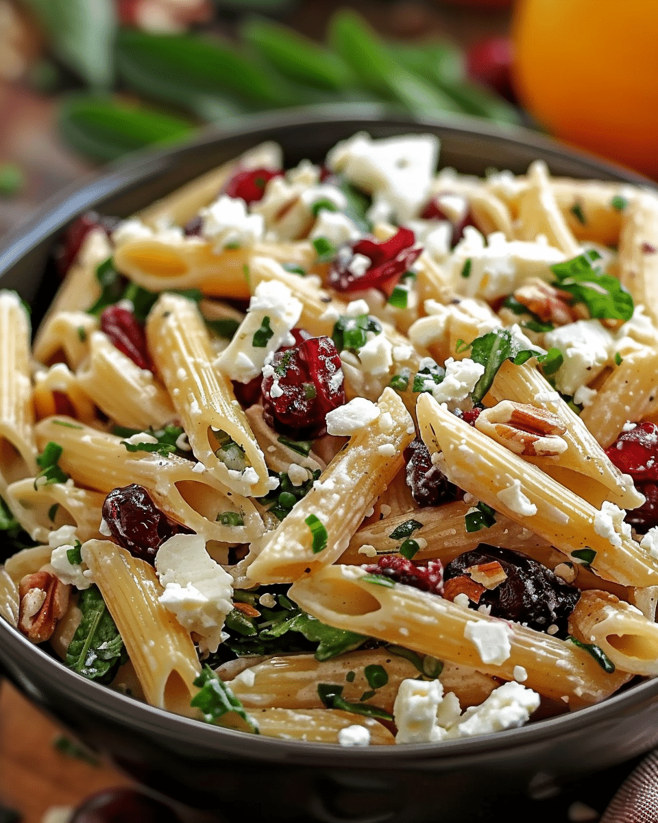 Feta & Cranberry Penne Salad with Orange Vinaigrette