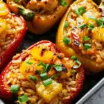 Teriyaki Pineapple Chicken Rice Stuffed Peppers