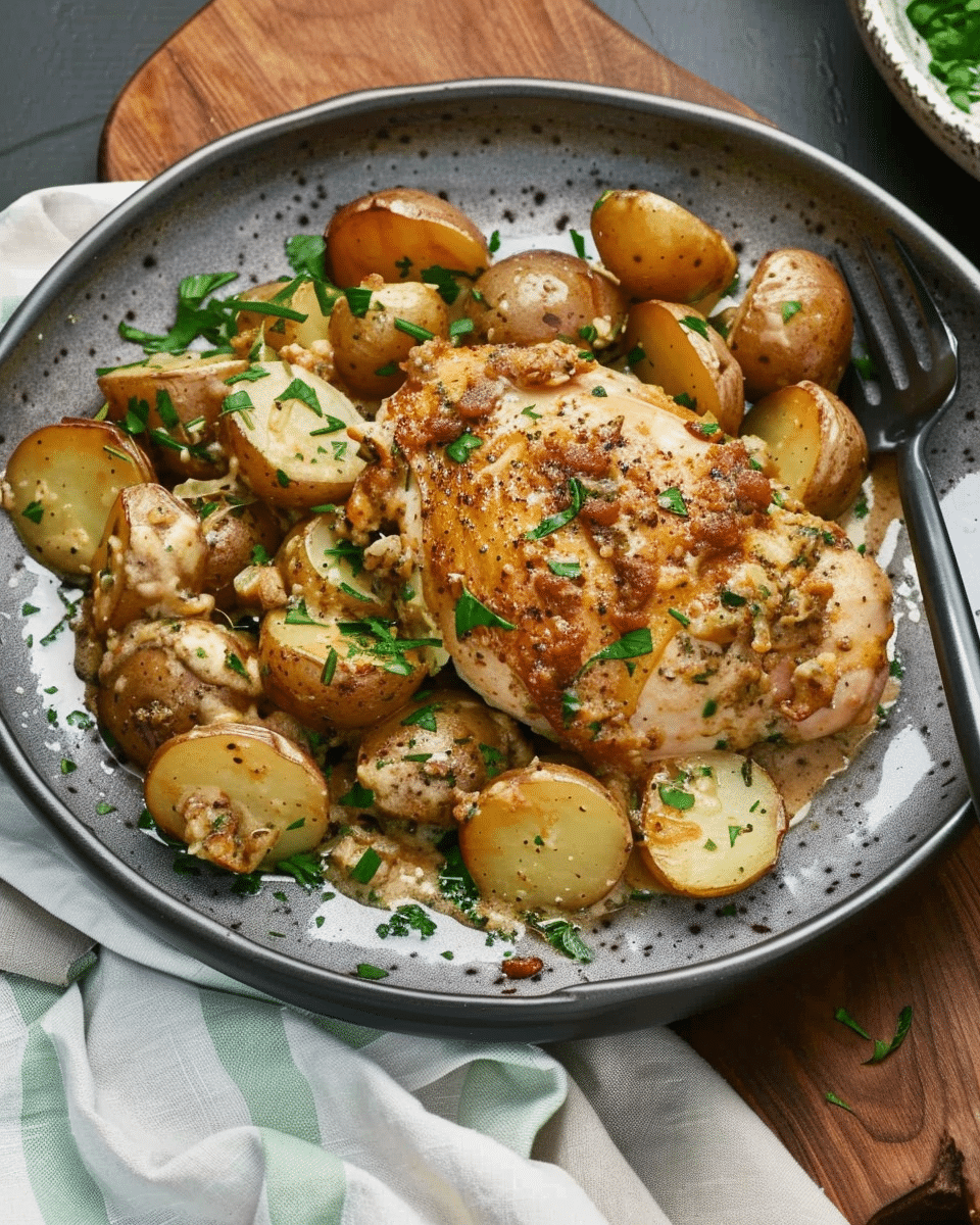 Slow Cooker Parmesan Garlic Chicken and Potatoes