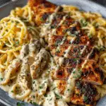 Garlic Parmesan Chicken Linguine in Cajun Alfredo