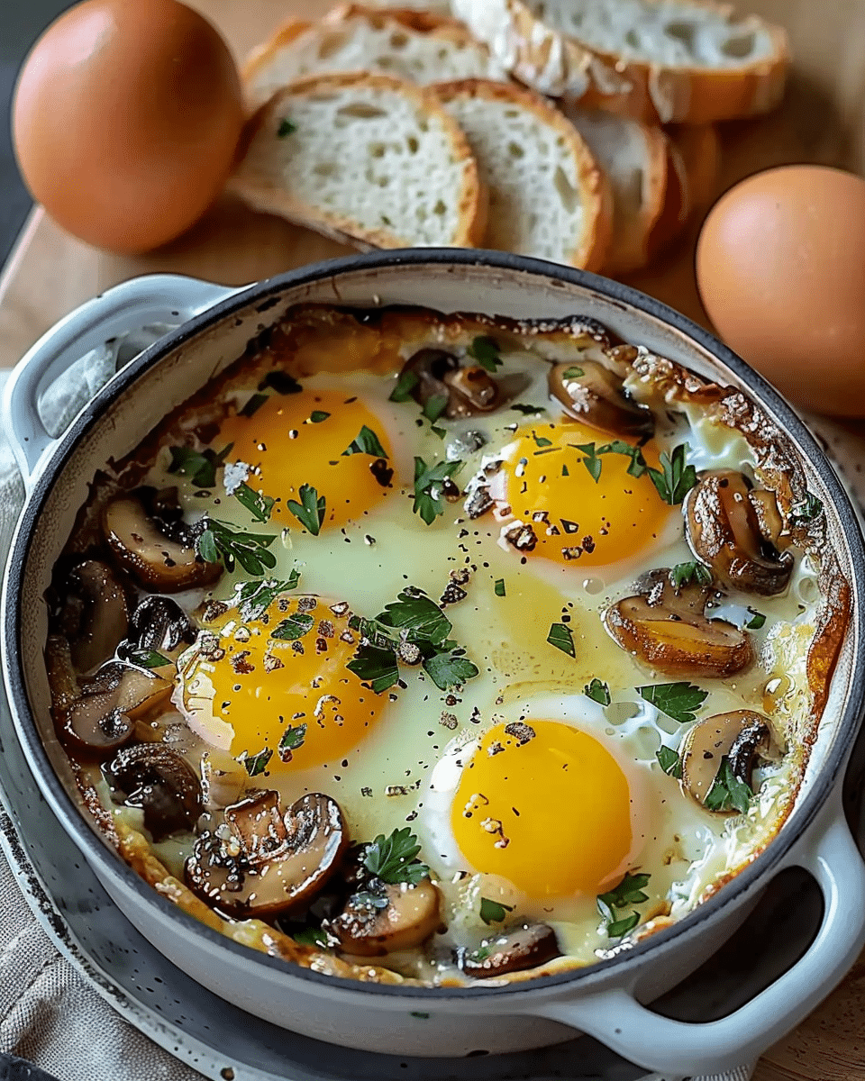 Baked Eggs with Sautéed Mushrooms Recipe