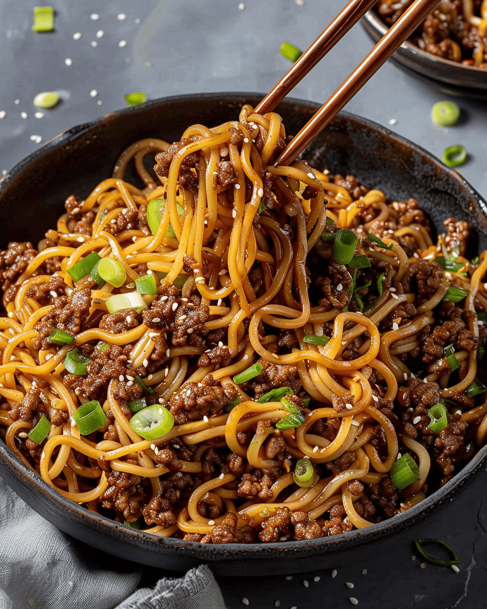 Mongolian Ground Beef Noodles