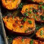Garlic Butter Roasted Sweet Potatoes
