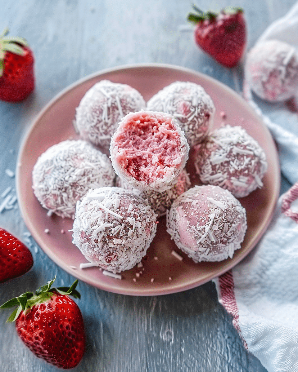 Delicious Strawberry Cheesecake Protein Balls