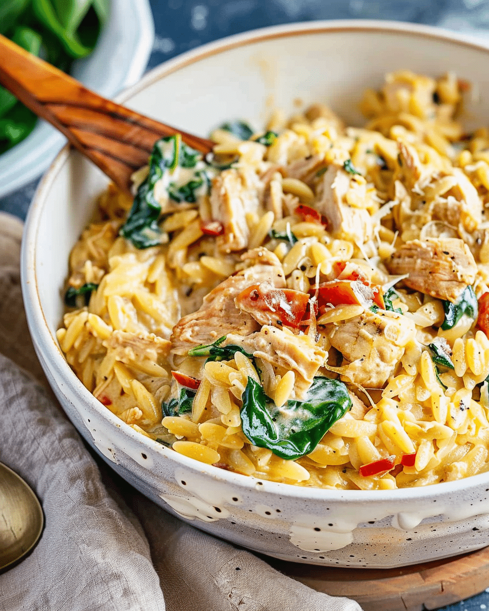 Slow Cooker Creamy Tuscan Chicken Orzo