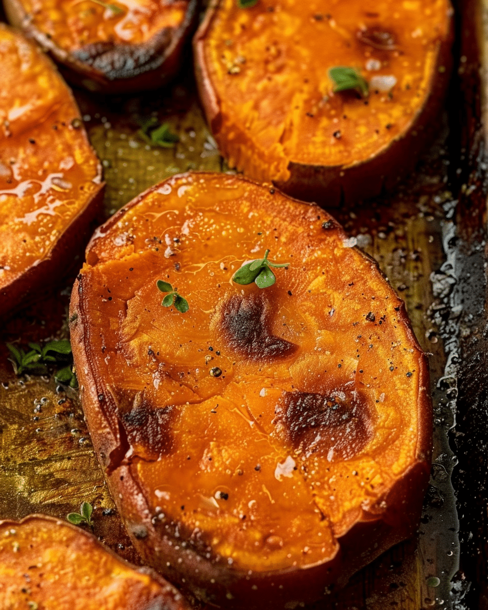 Garlic Butter Roasted Sweet Potatoes