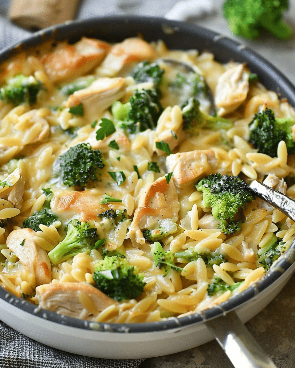 Cheesy Chicken Broccoli Orzo