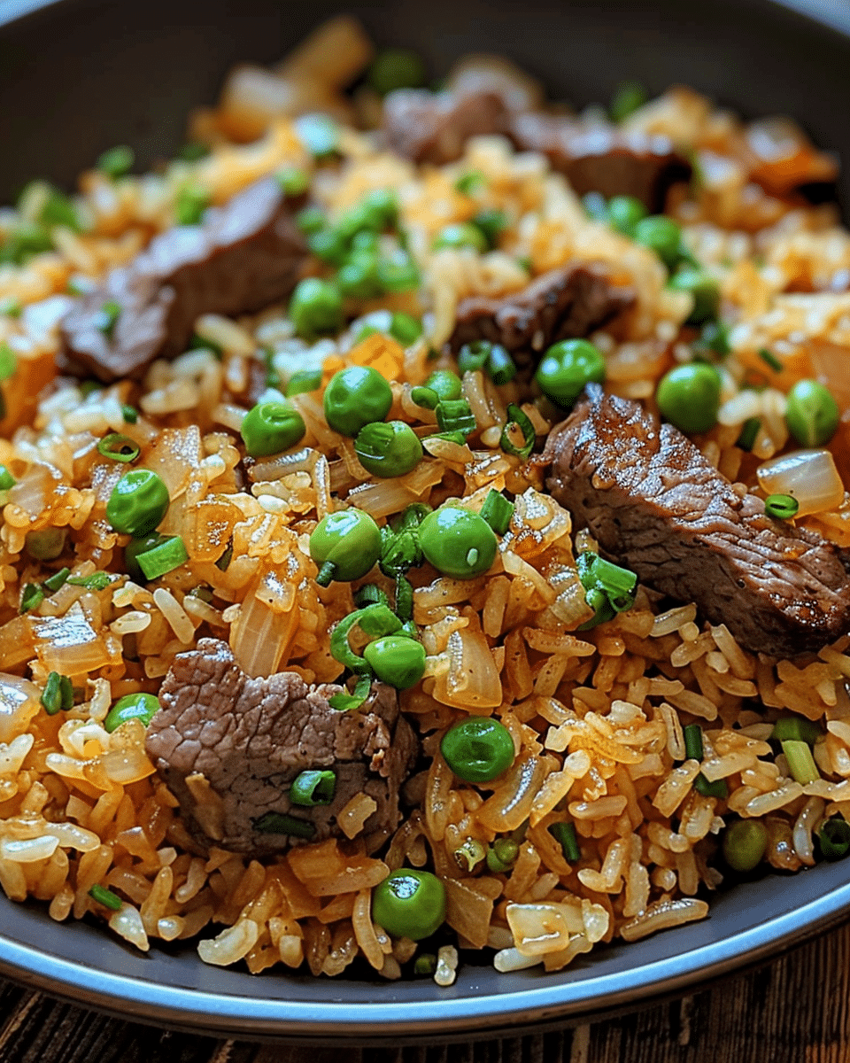 Savory Onion Beef Fried Rice Recipe