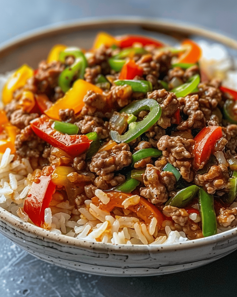 Beef and Pepper Rice Bowl