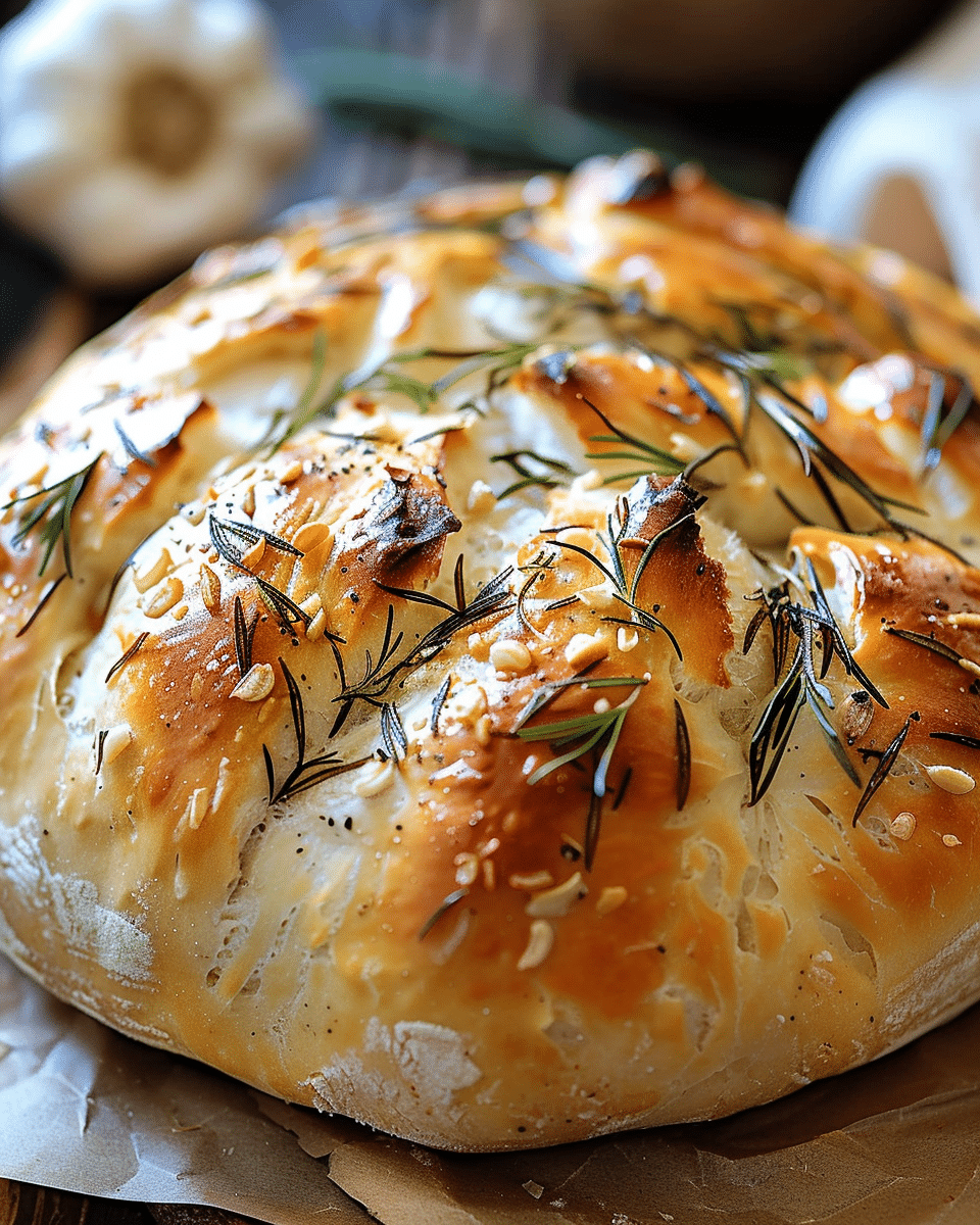 Easy Roasted Garlic Rosemary Artisan Bread
