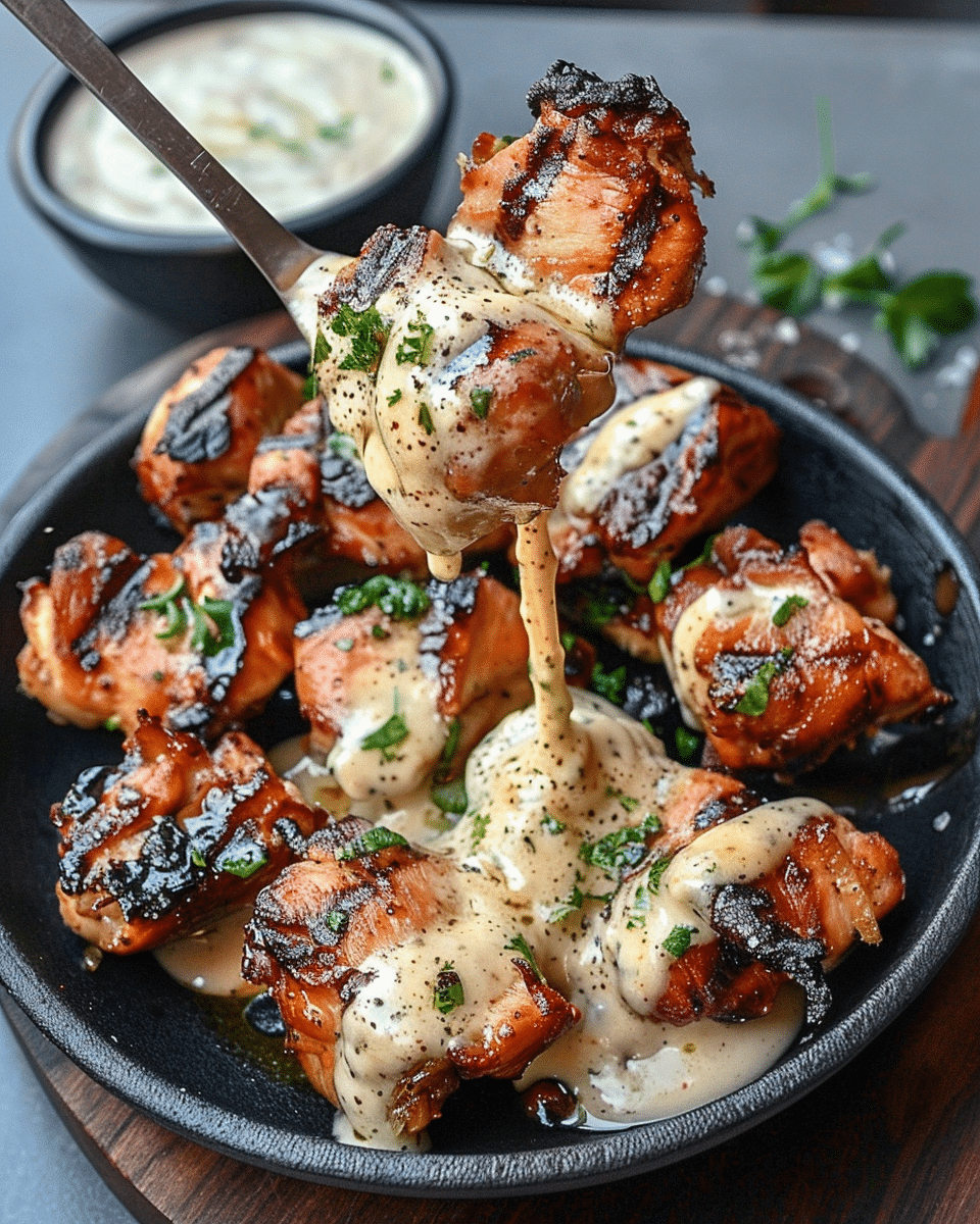 Best Grilled Chicken Bites with Creamy Garlic Sauce