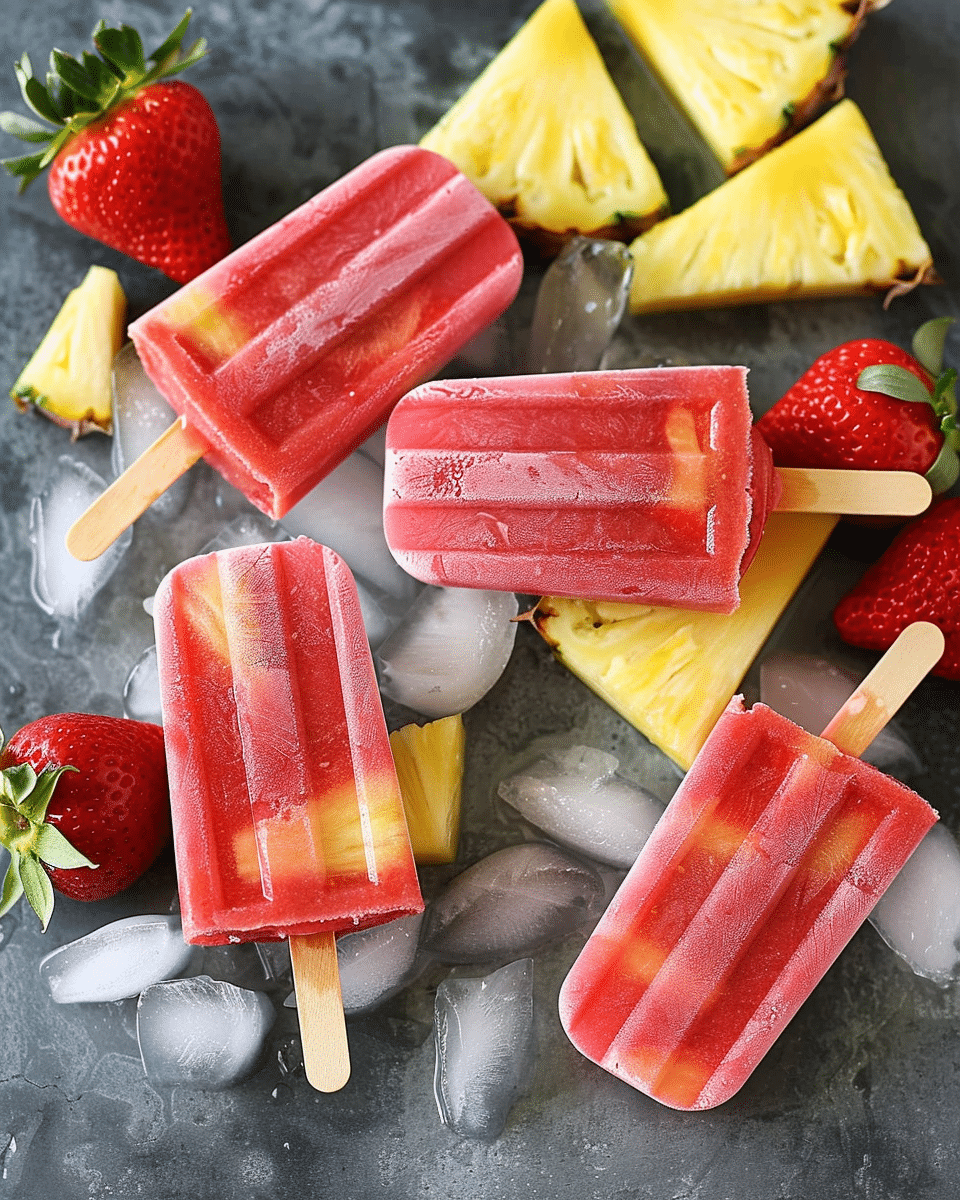 Strawberry Pineapple Popsicles