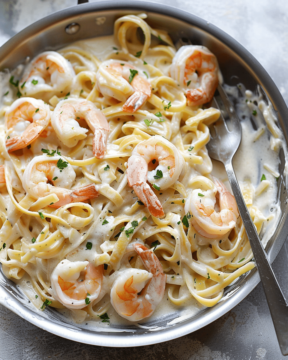 Creamy Shrimp Fettuccine Pasta with Homemade Alfredo Sauce