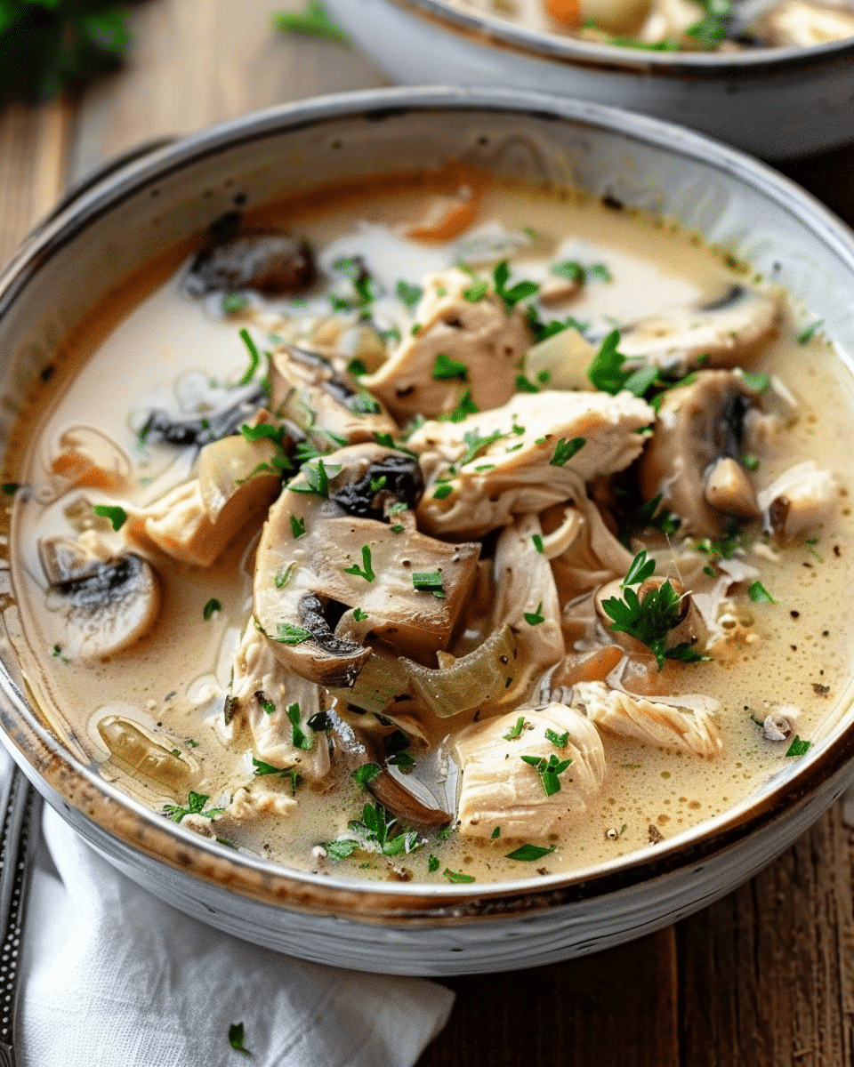 Comforting Rotisserie Chicken and Mushroom Soup