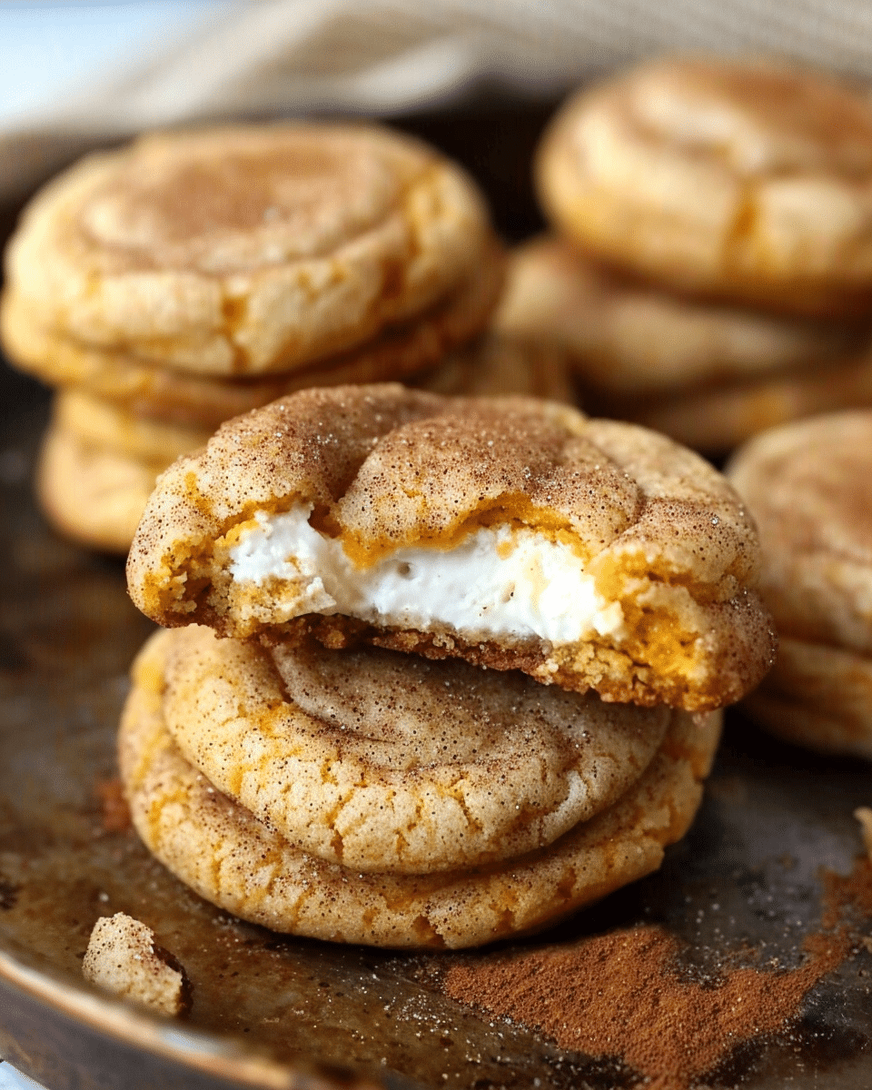 Soft Pumpkin Snickerdoodles with a Surprise Cheesecake Center