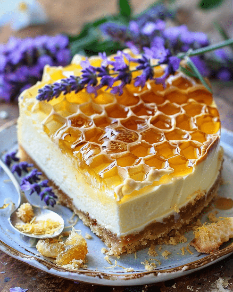 Lemon Lavender Cheesecake with Honeycomb