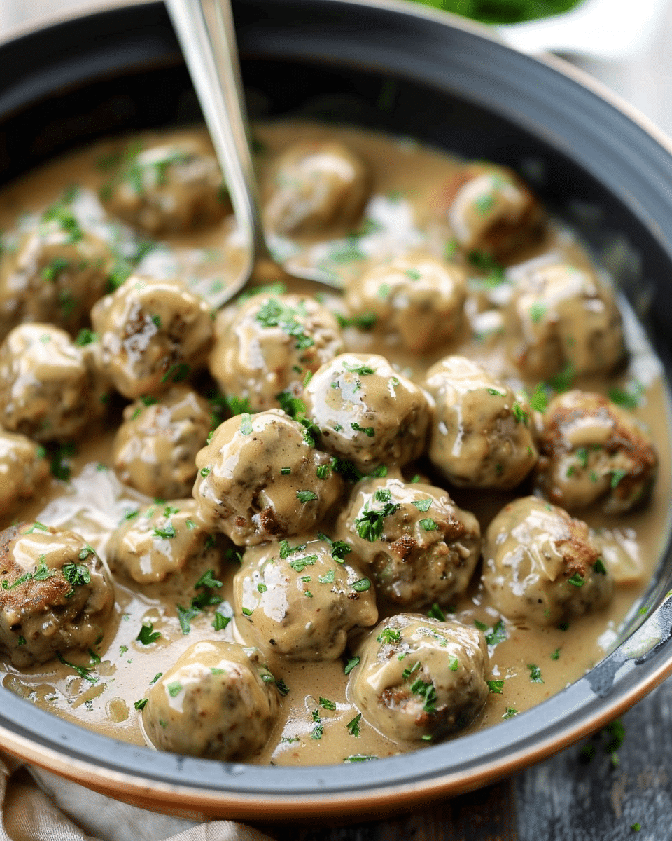 Slow Cooker Swedish Meatballs With Sour Cream Gravy