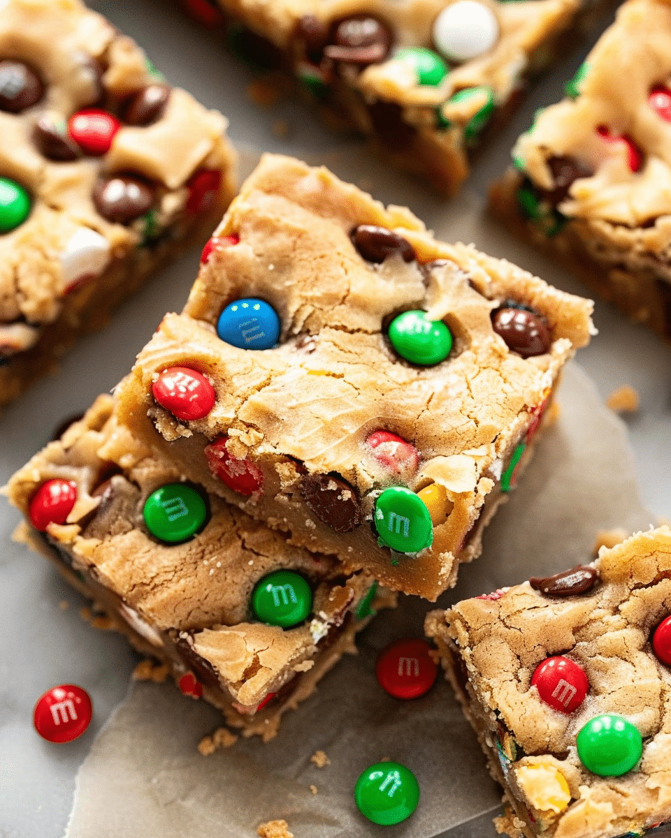 Soft-Baked M&M Cookie Bars