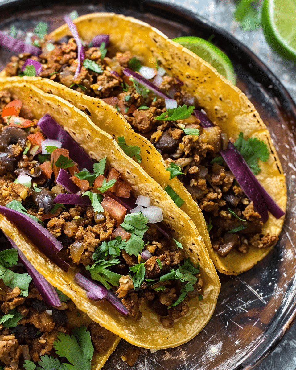 Fresh and Flavorful Vegan Tacos with Walnut-Mushroom Meat