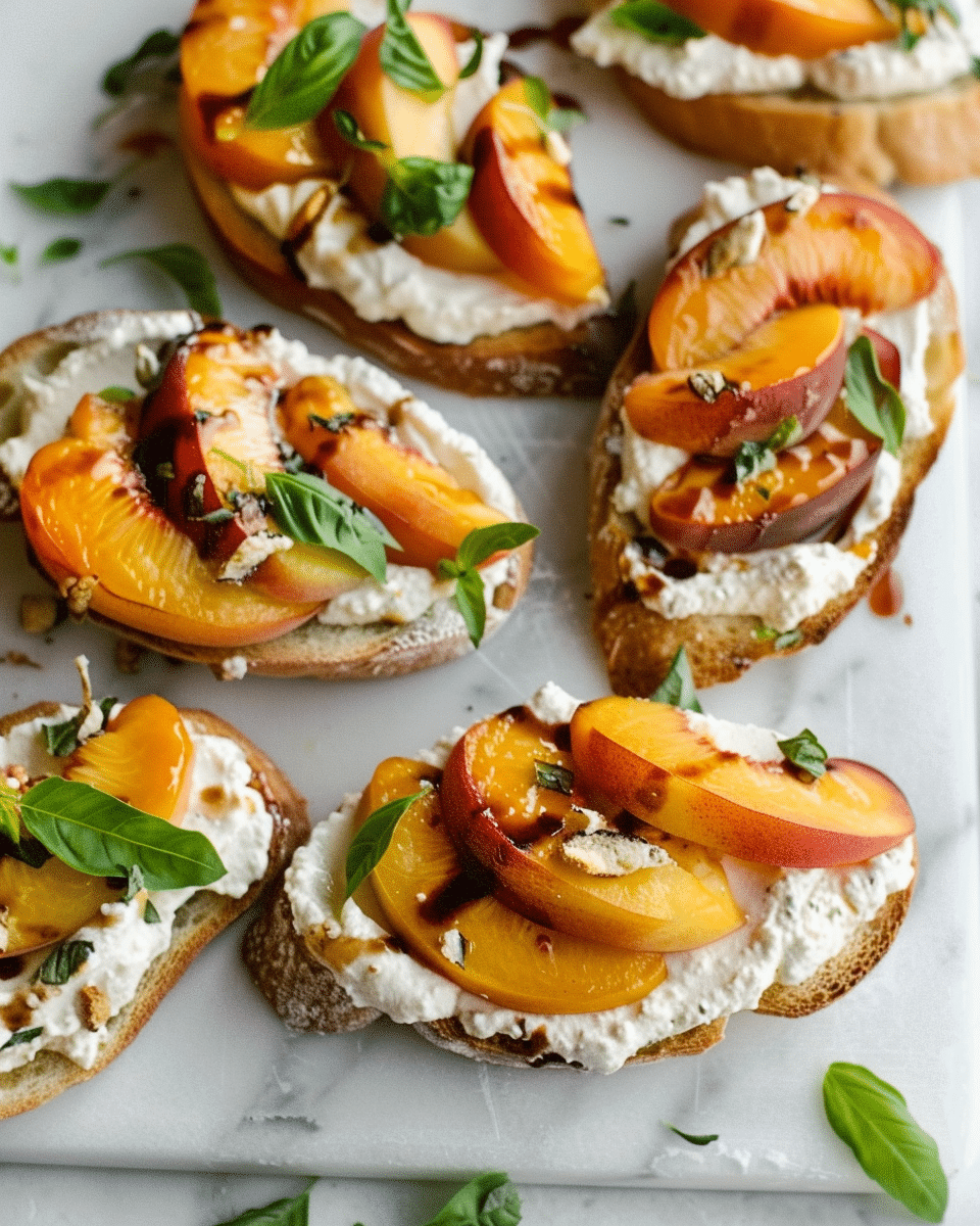 Peach Bruschetta with Whipped Ricotta