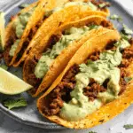 Crispy Baked Ground Turkey Tacos with Avocado Sauce