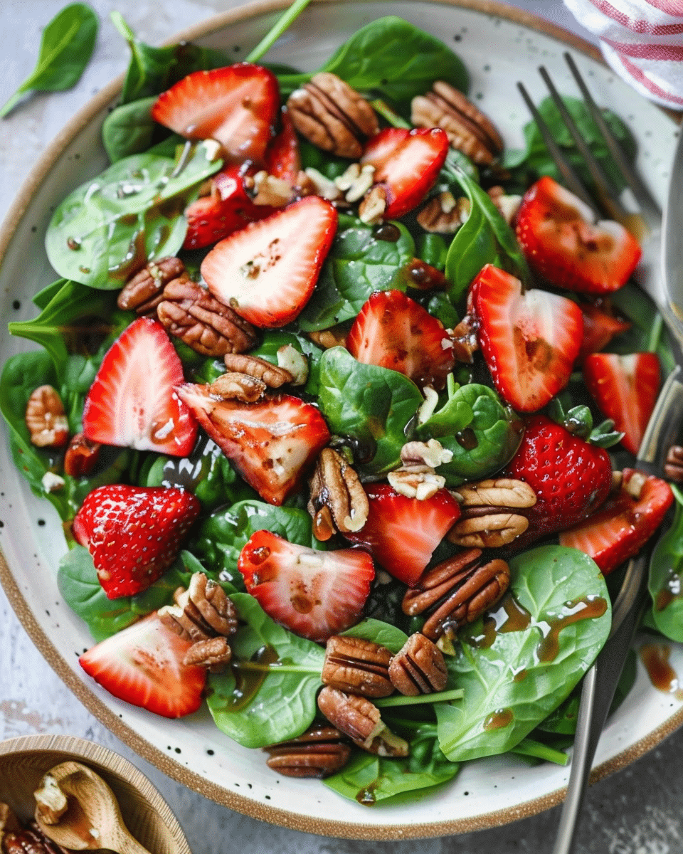 Spinach Strawberry Salad with Pecans