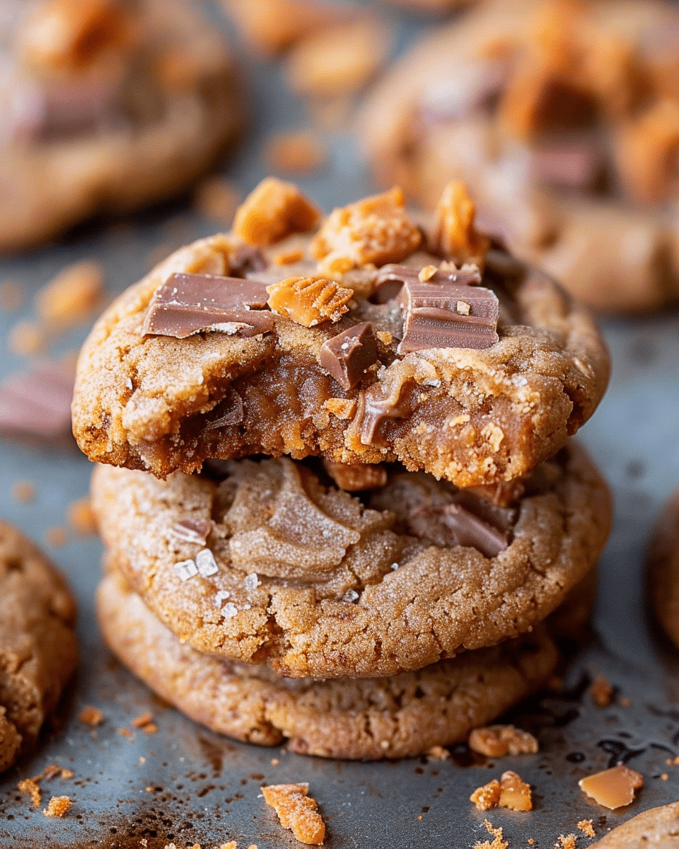 Chewy Peanut Butter Butterfinger Cookies