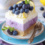 Lemon Blueberry Shortbread Mousse Cake